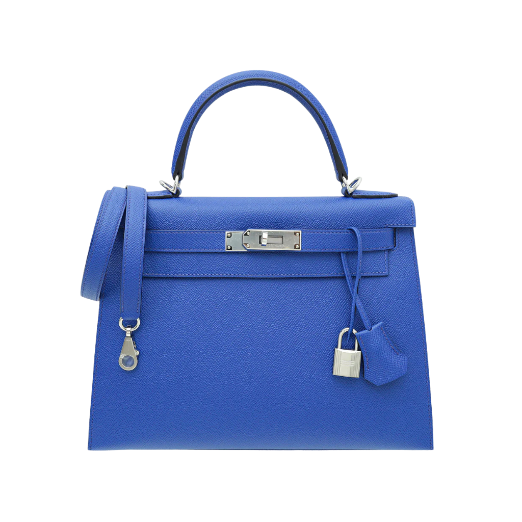 Hermès Kelly Sellier 28 Bleu Electrique Epsom PHW Handbag