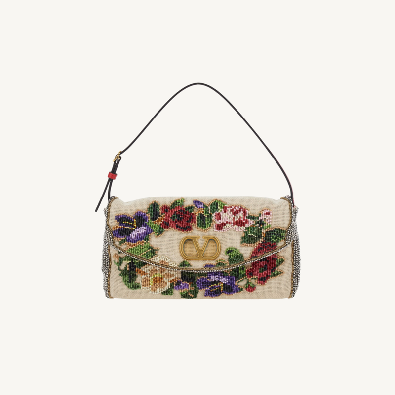 Vain Beaded Embellished Canvas Shoulder Bag