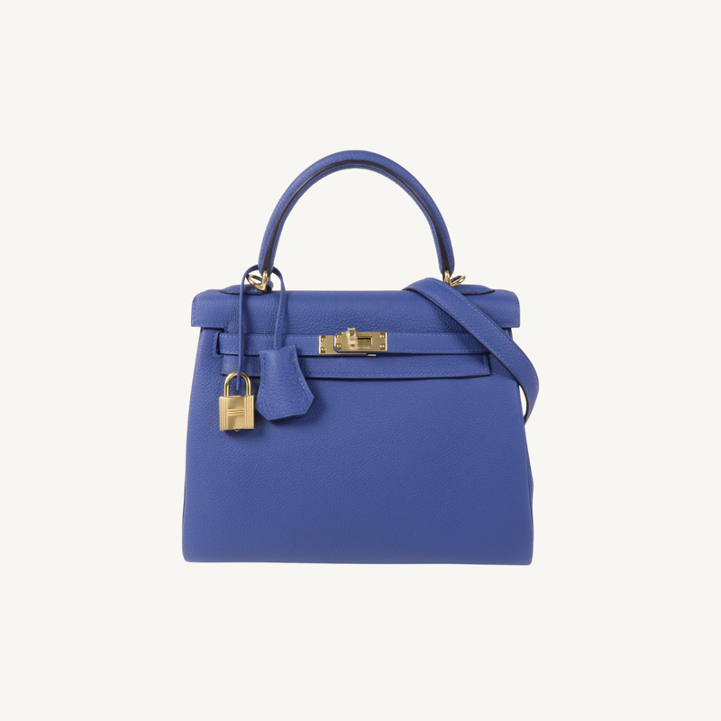 Kelly 25 Togo Bleu Tie GHW