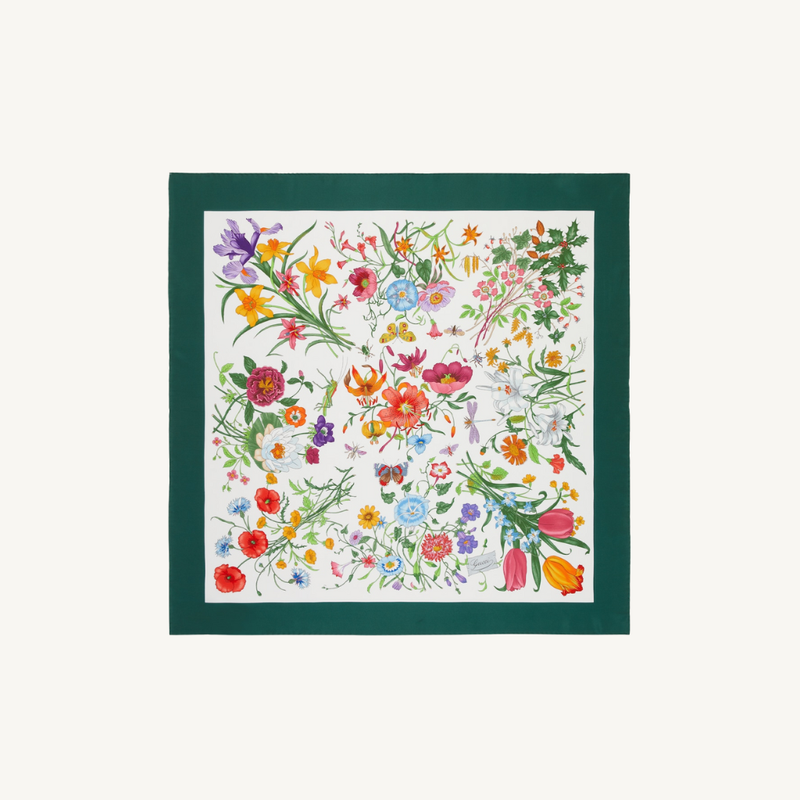 Printed Flora Silk Twill Carré