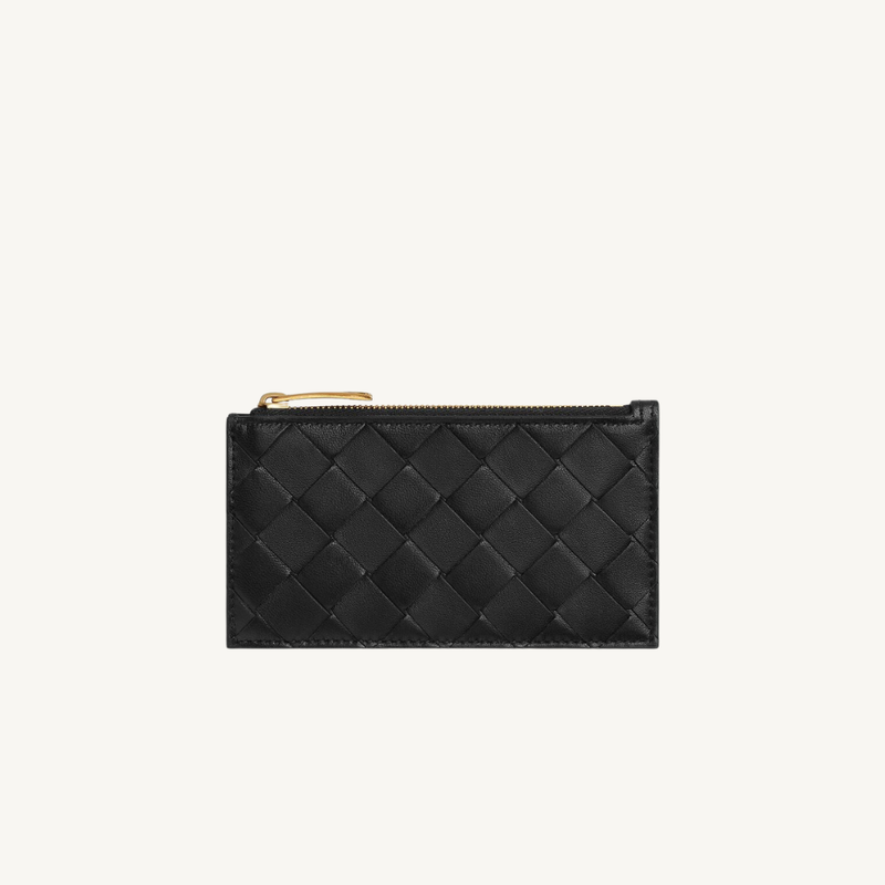 Intrecciato 15 Woven Thin Zipper Card Holder