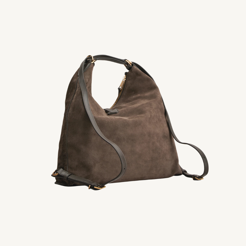 T Timeless Medium Suede Shoulder Bag