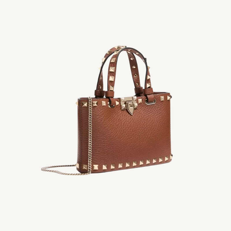 Rockstud Mini Shopping Bag In Grainy Calfskin