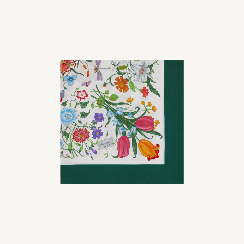 Printed Flora Silk Twill Carré