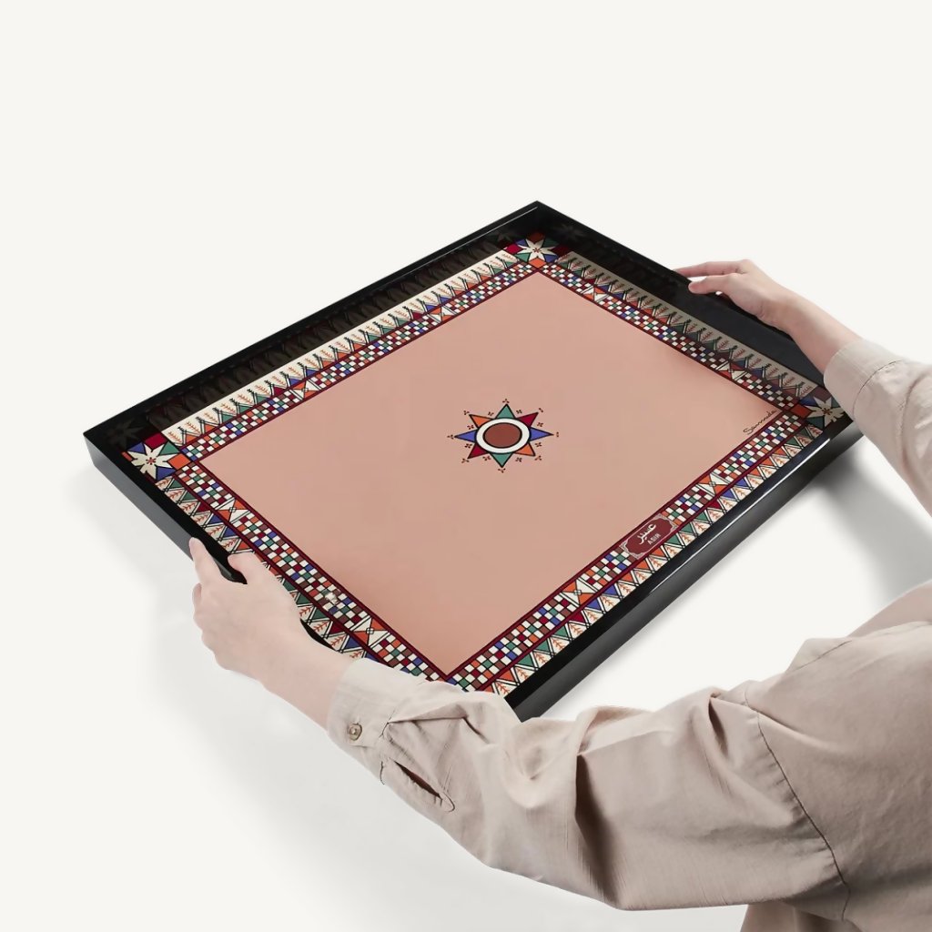 صينية خشبية بتصميم عسيري (طقم كامل)