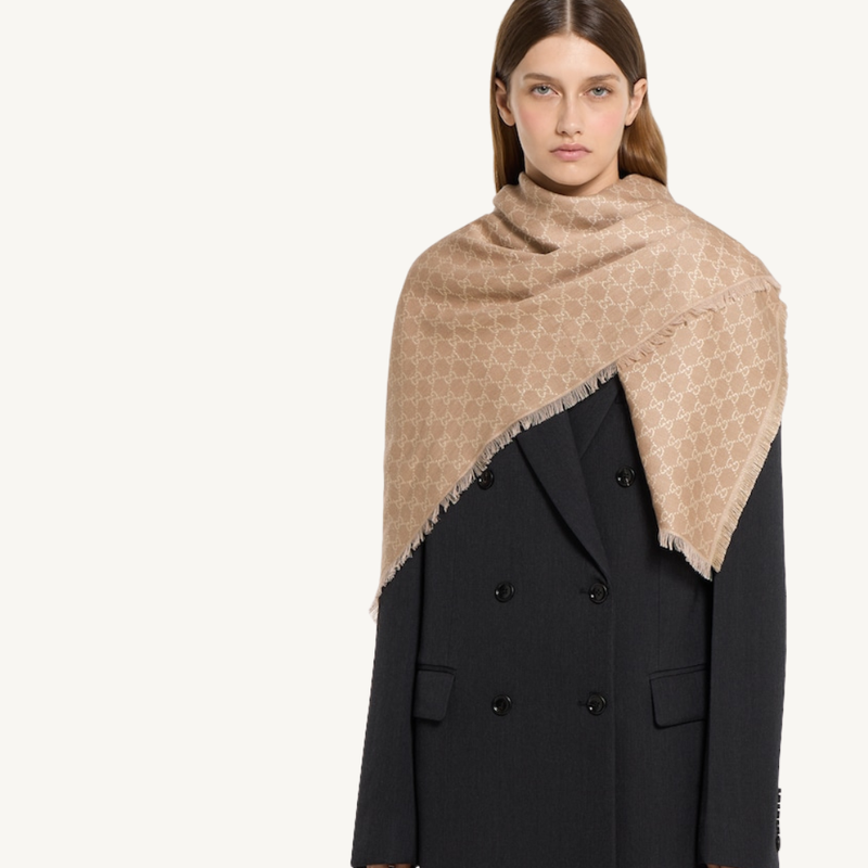 Printed GG Cotton Wool Lamé Shawl