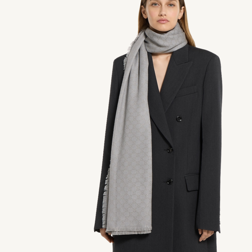 Printed GG Cotton Wool Lamé Shawl