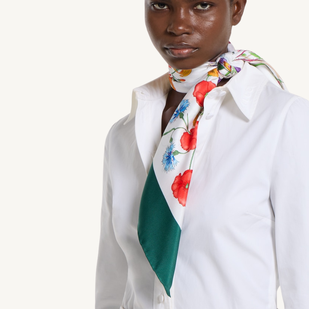 Printed Flora Silk Twill Carré