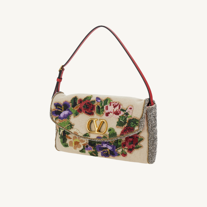 Vain Beaded Embellished Canvas Shoulder Bag