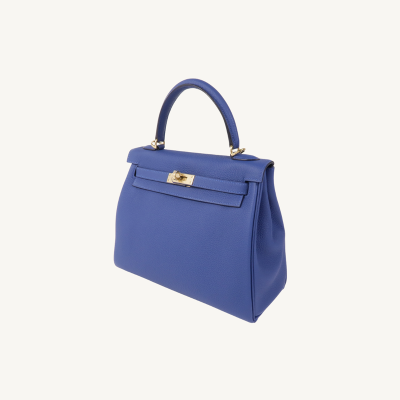 Kelly 25 Togo Bleu Tie GHW