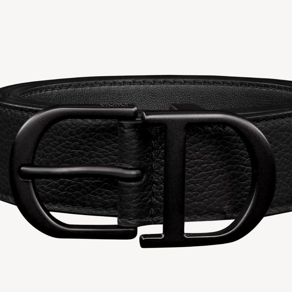 CD Black Grained Calfskin Belt