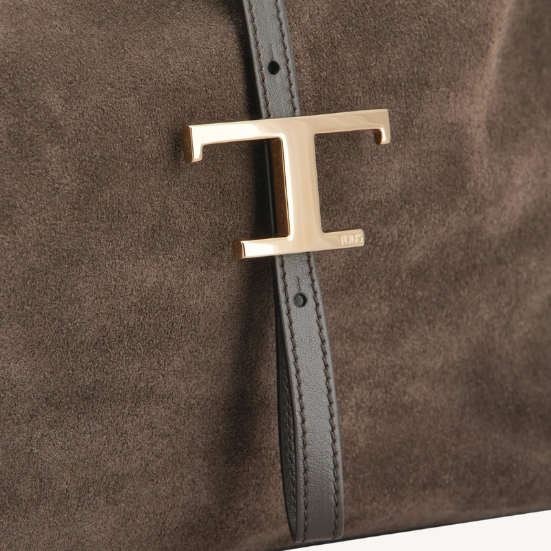 T Timeless Medium Suede Shoulder Bag
