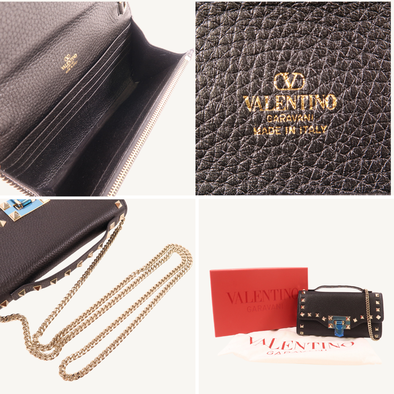 Rockstud Wallet On Chain In Leather