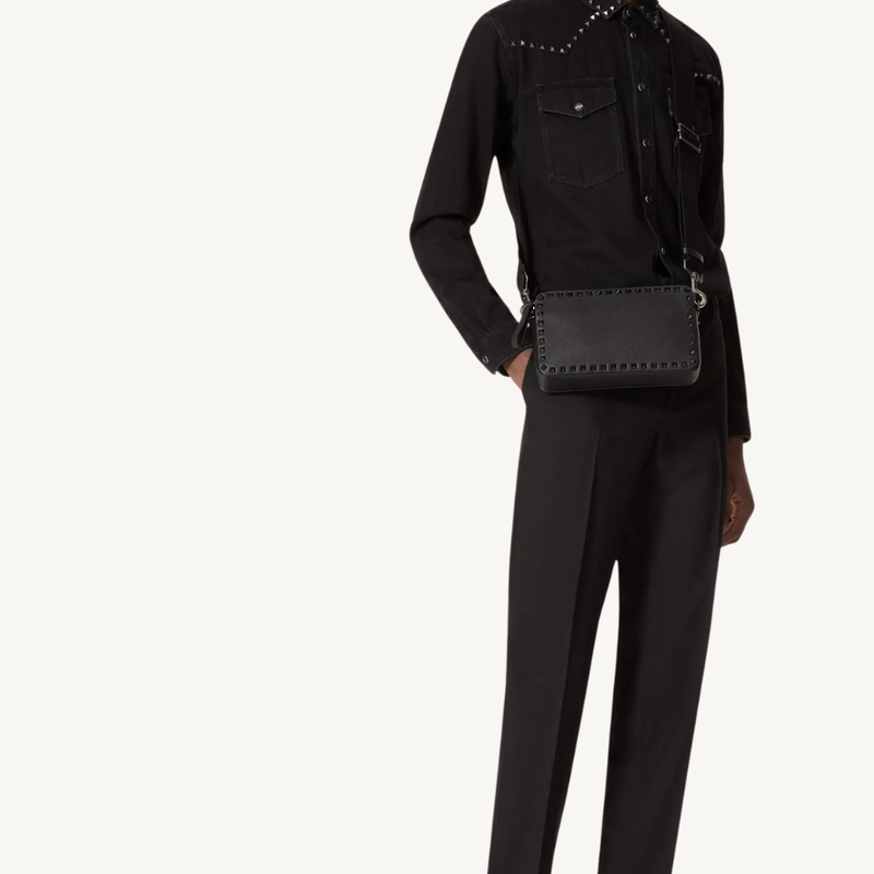 Rockstud Grainy Calfskin Crossbody Bag
