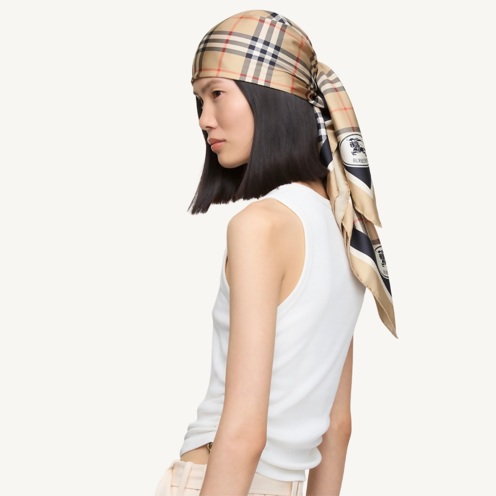 Check Silk Scarf