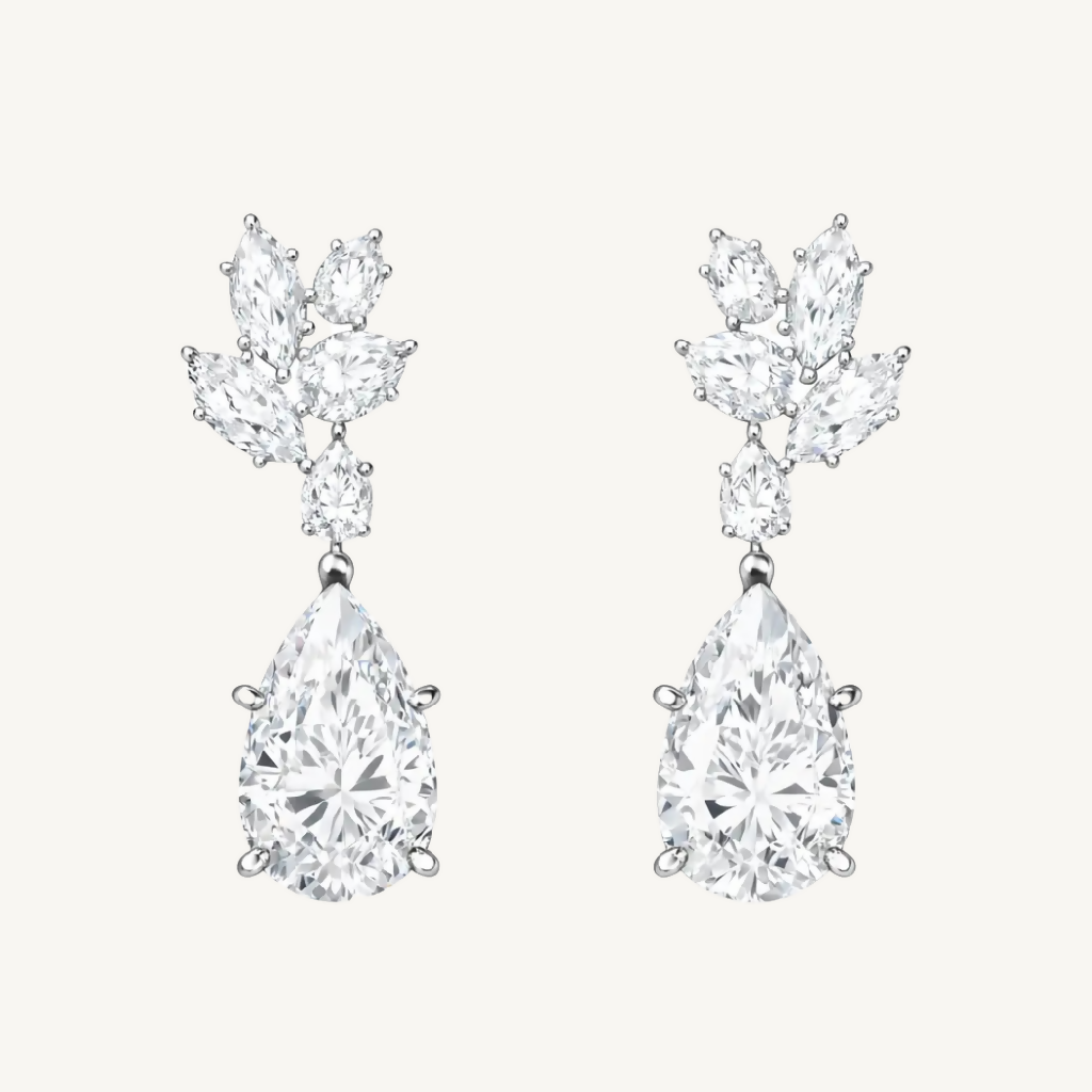Graceful Pear Drop Diamond Earrings
