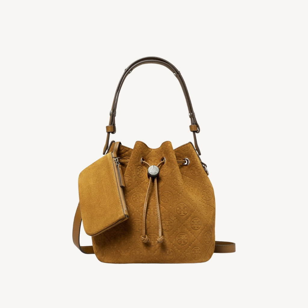 T Monogram Suede Bucket Bag