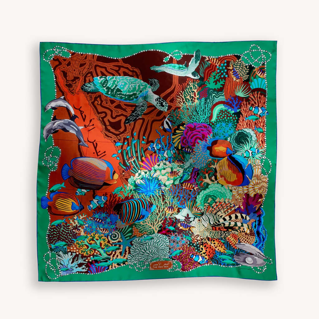 شال البحر الأحمر من الحرير