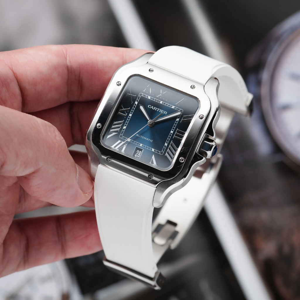 White CTS Rubber Strap for Santos de Cartier