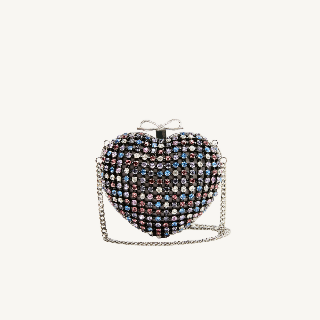 Multi Crystal Heart Clutch