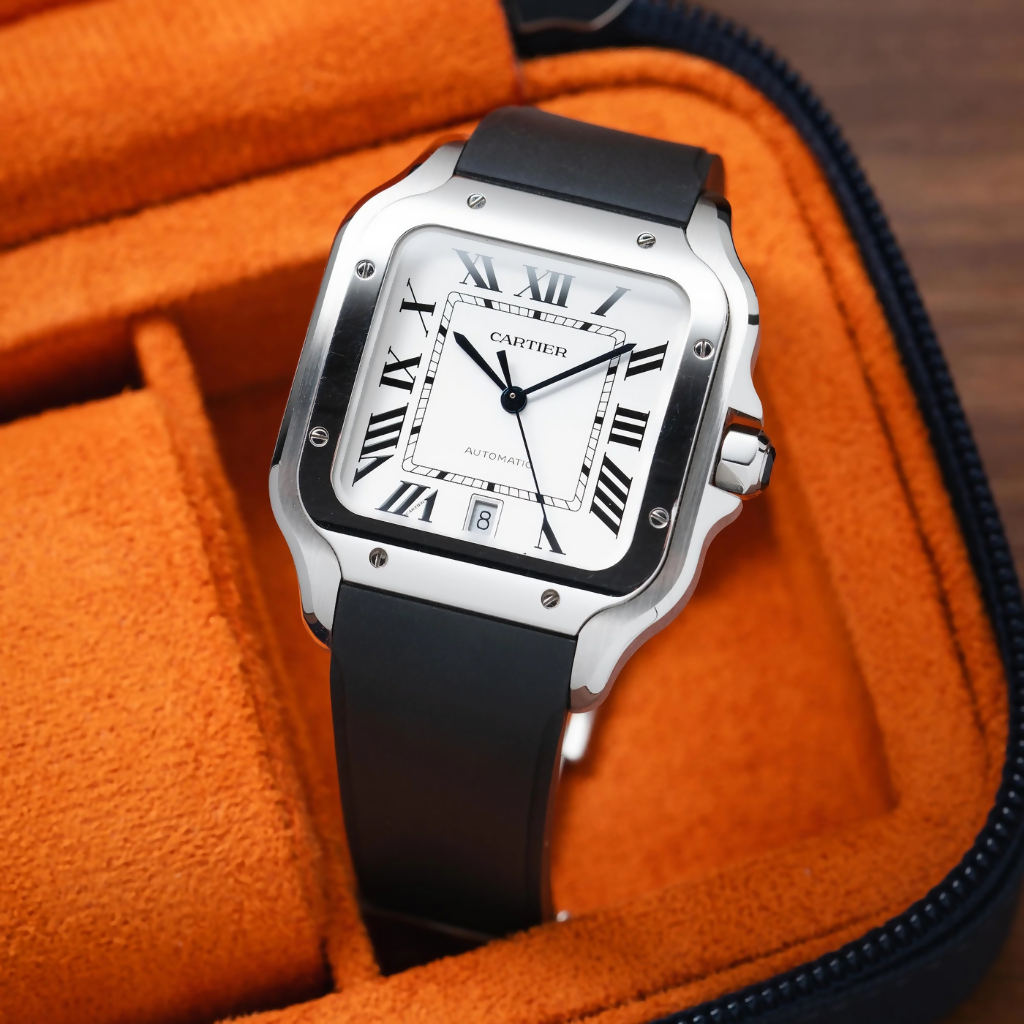 Black CTS Rubber Strap for Santos de Cartier