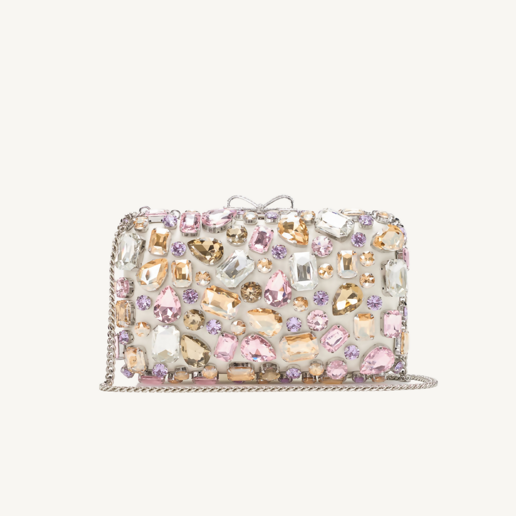 Multi Crystal Embellished Clutch Bag