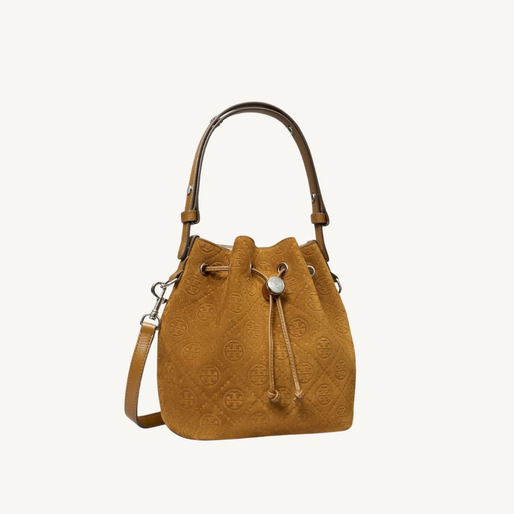 T Monogram Suede Bucket Bag