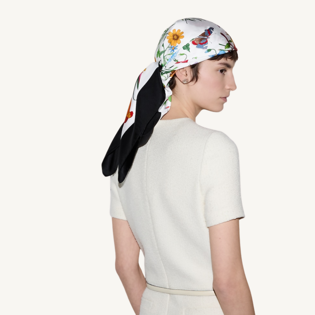 Printed Flora Silk Twill Carré