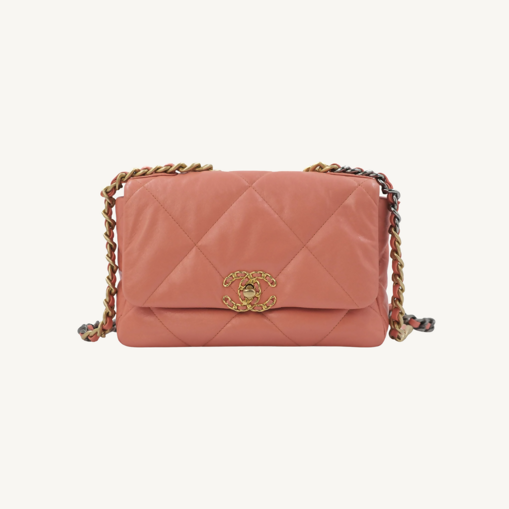 حقيبة شانيل متوسطة لون السلمون 19