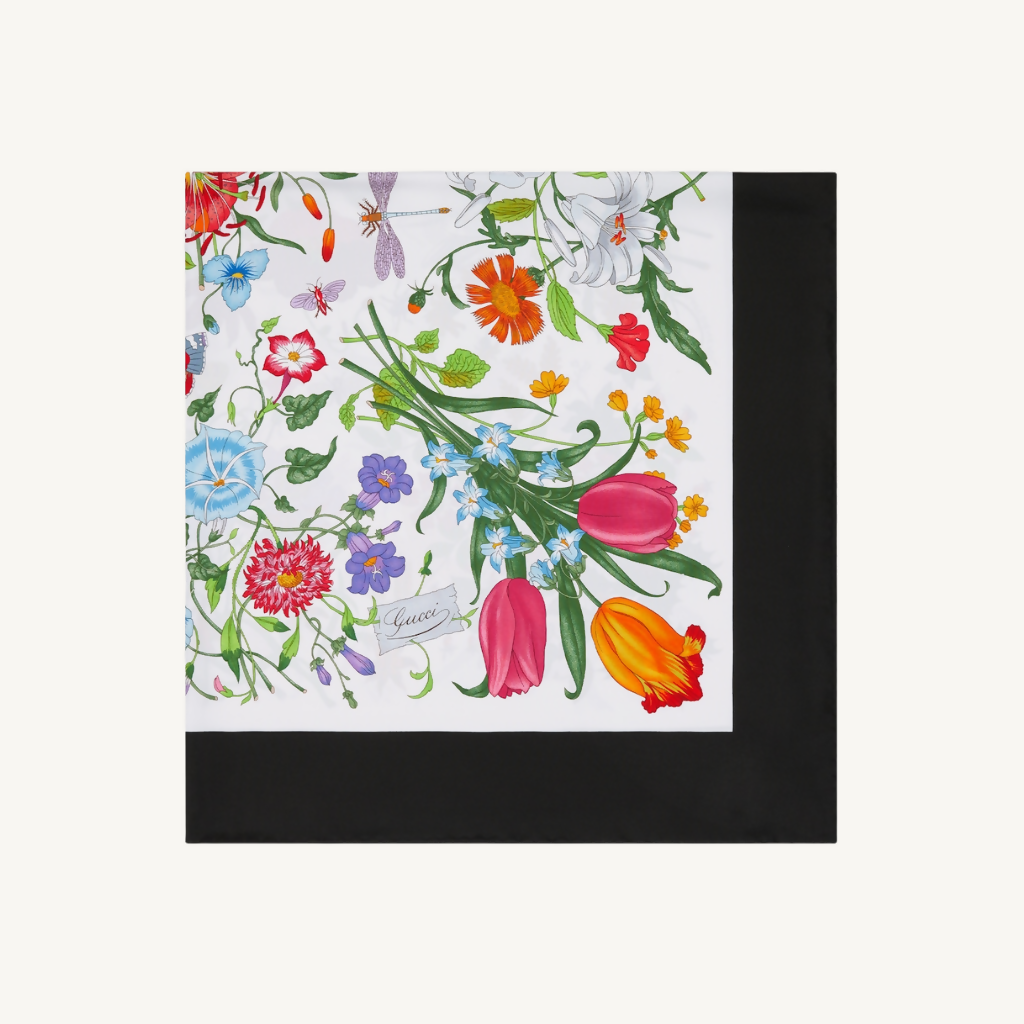 Printed Flora Silk Twill Carré