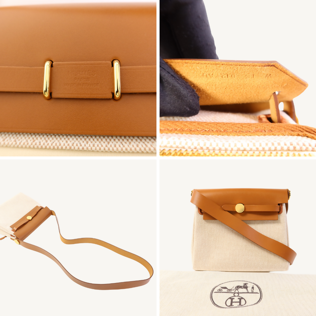 Hermès Mini Herbag Canvas Beige Ebene GHW