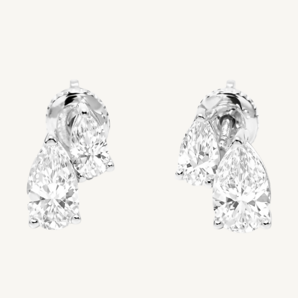 Twin Pear Dimaond Earrings