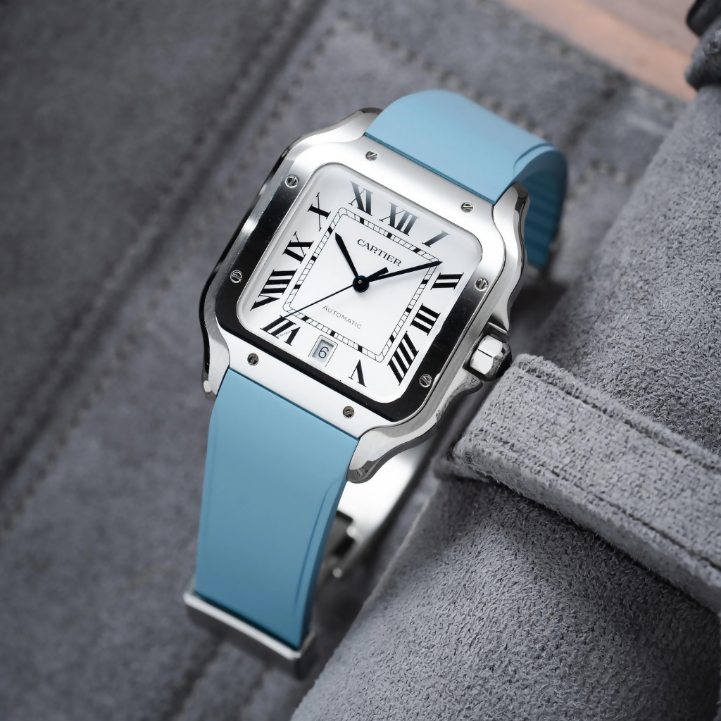 Baby Blue CTS Rubber Strap for Santos de Cartier