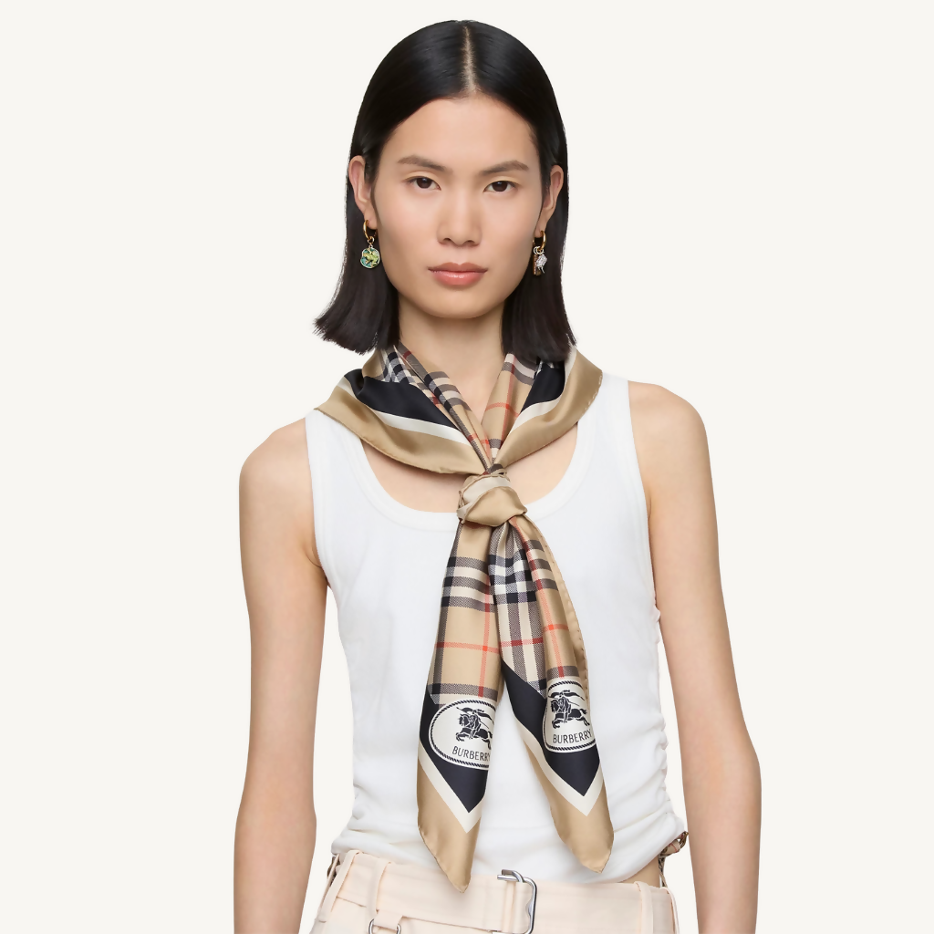 Check Silk Scarf