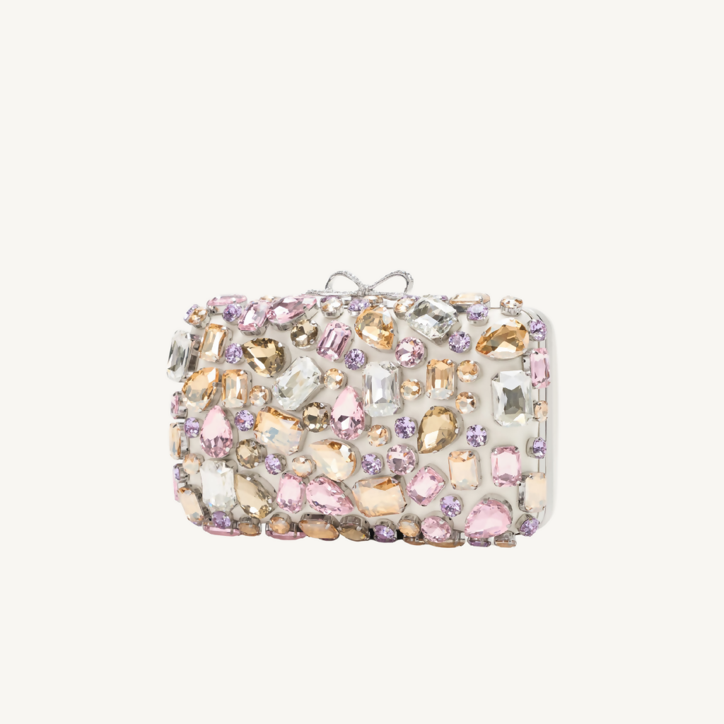 Multi Crystal Embellished Clutch Bag
