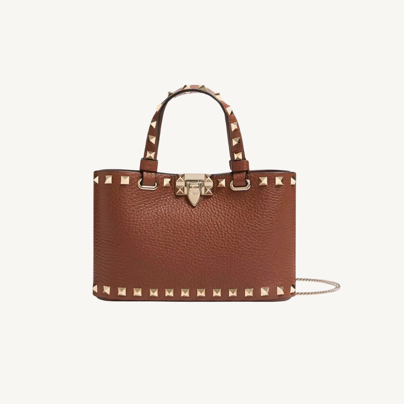 Rockstud Mini Shopping Bag In Grainy Calfskin