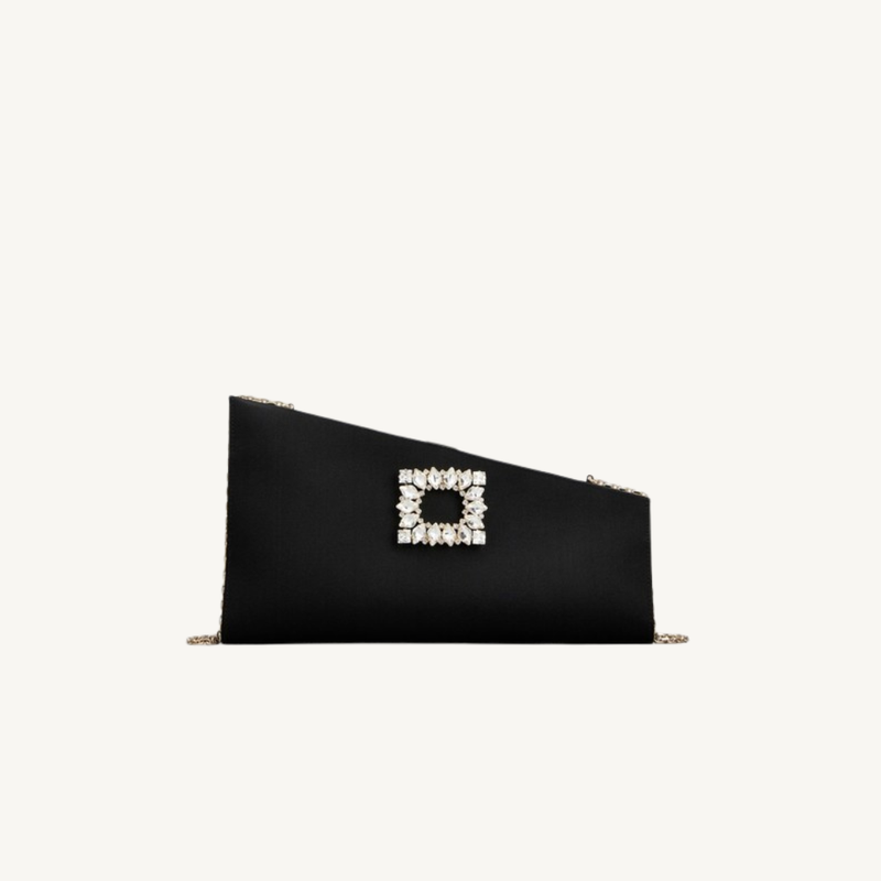Asymmetrical Rhinestone Buckle Clutch