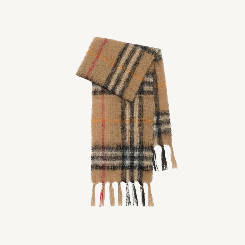 Check Mohair Wool Scarf