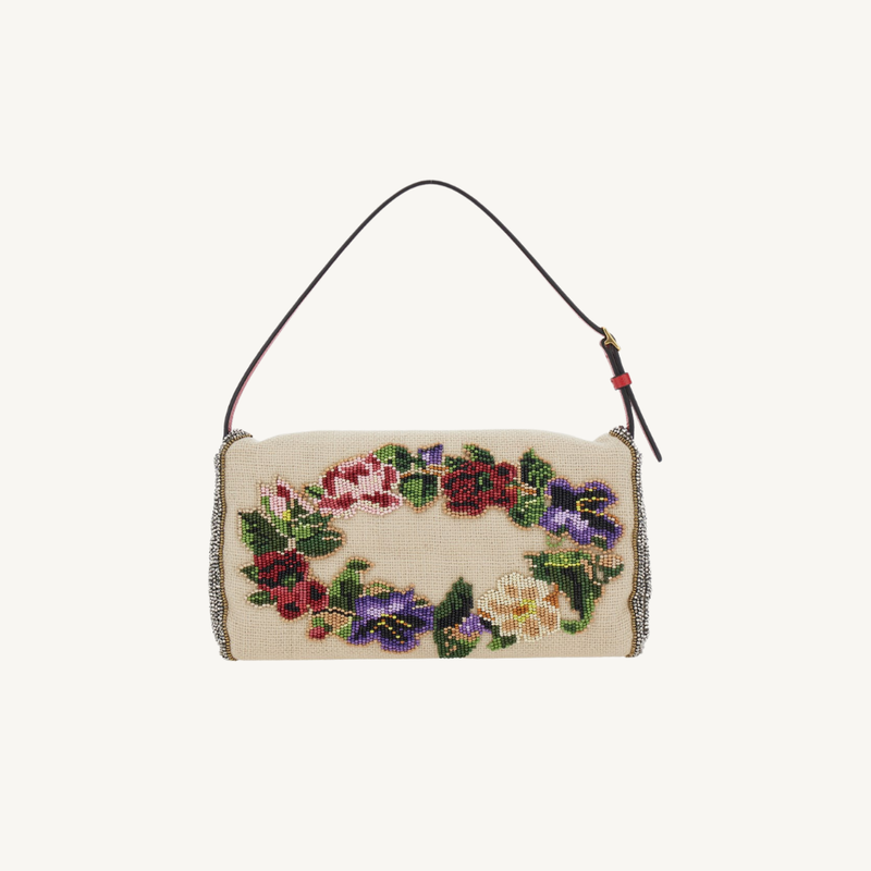 Vain Beaded Embellished Canvas Shoulder Bag