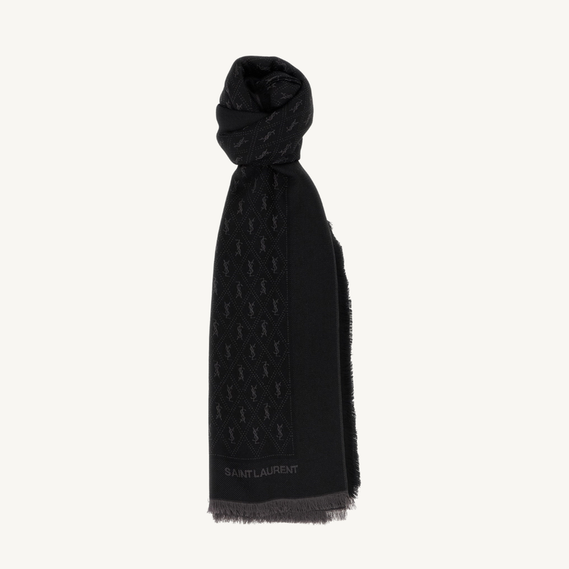 Large Cassandre Scarf in Wool Jacquard, Silk & Cotton Blend