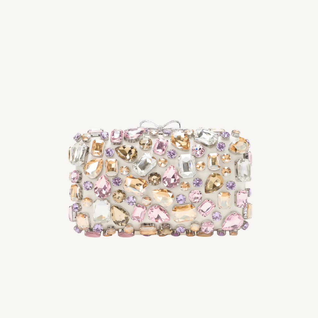 Multi Crystal Embellished Clutch Bag