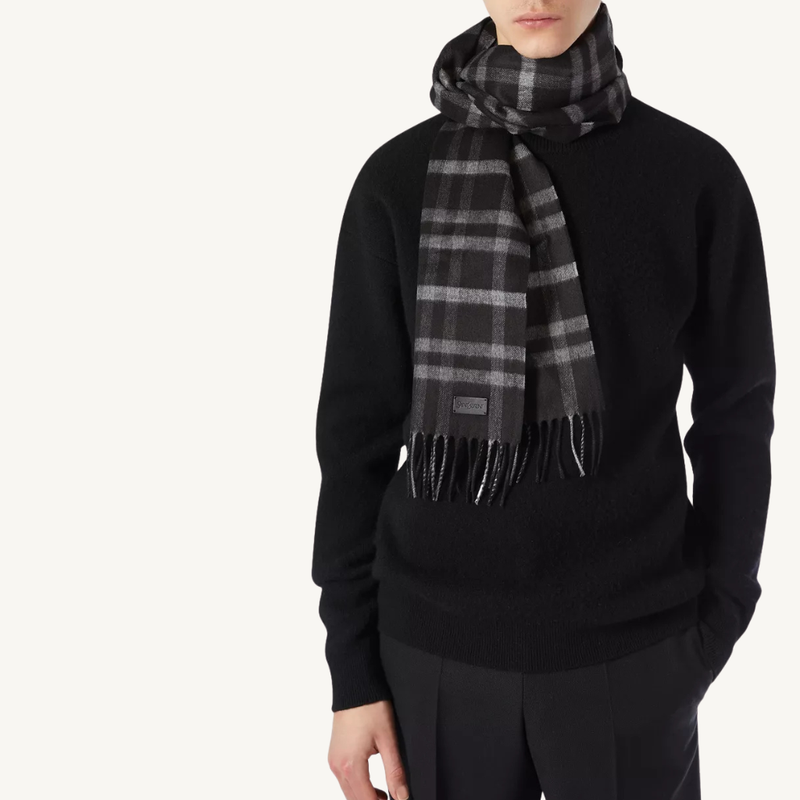 Tartan Scarf in Silk & Cashmere Jacquard