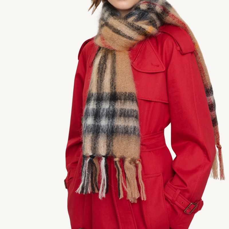 Check Mohair Wool Scarf