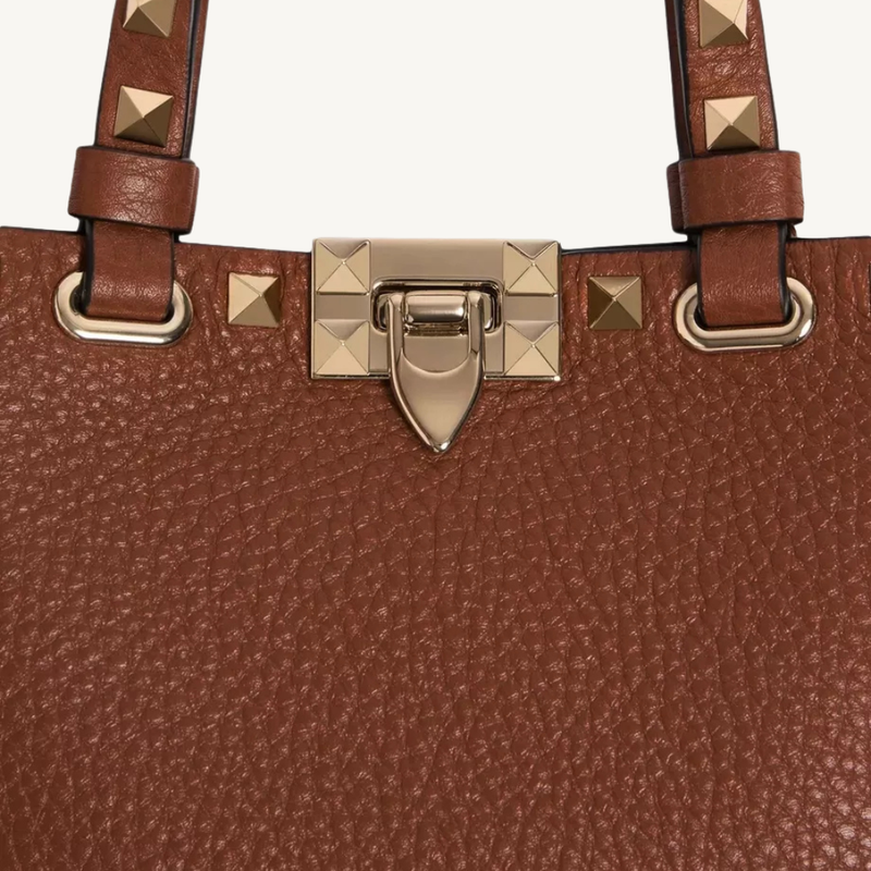 Rockstud Mini Shopping Bag In Grainy Calfskin