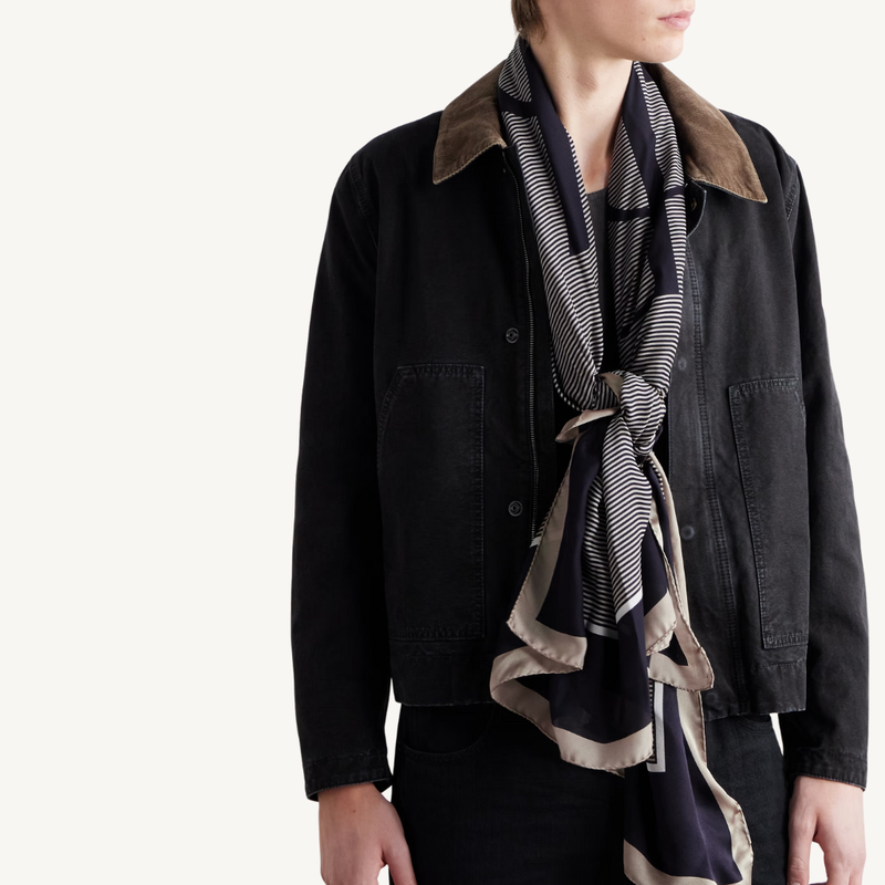 Cassandre Striped Stole in Silk Charmeuse