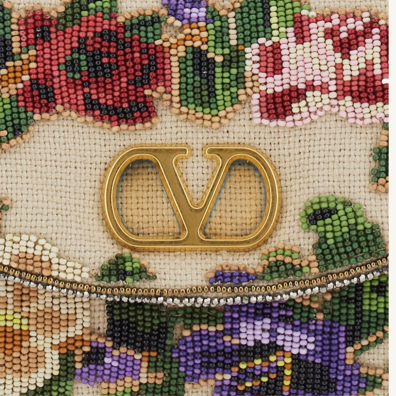 Vain Beaded Embellished Canvas Shoulder Bag