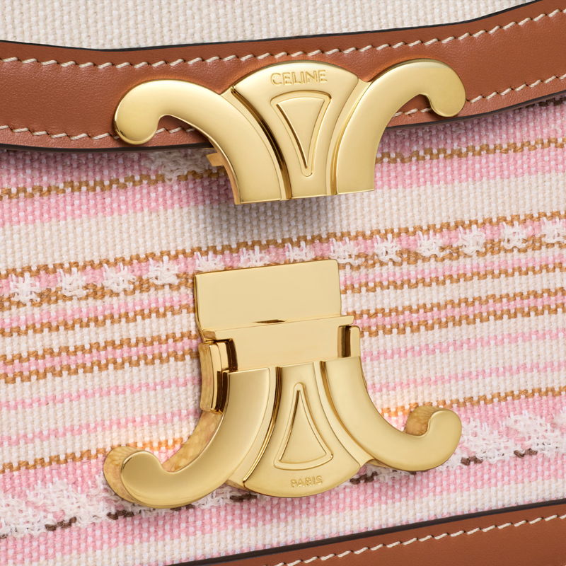 Teen Triomphe Bag in Striped Textile & Calfskin