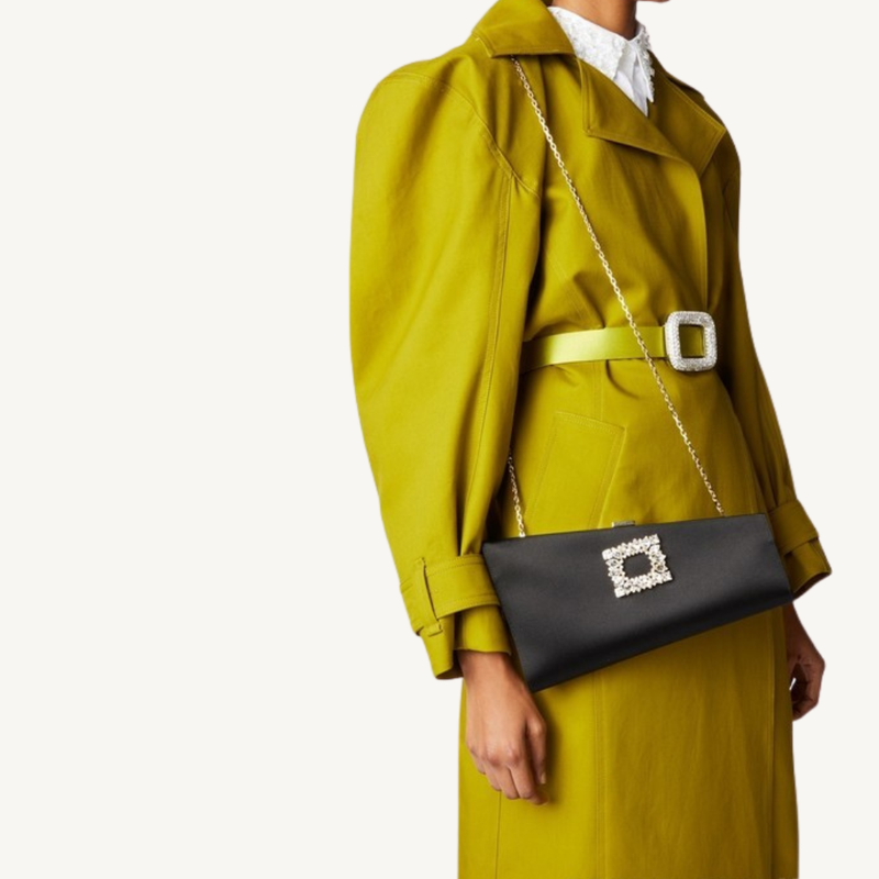 Asymmetrical Rhinestone Buckle Clutch