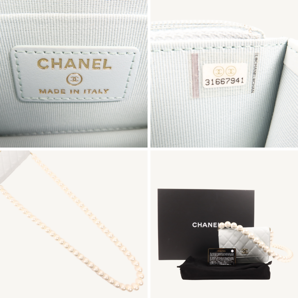 Matelassé Mini Pearl Wallet on Chain