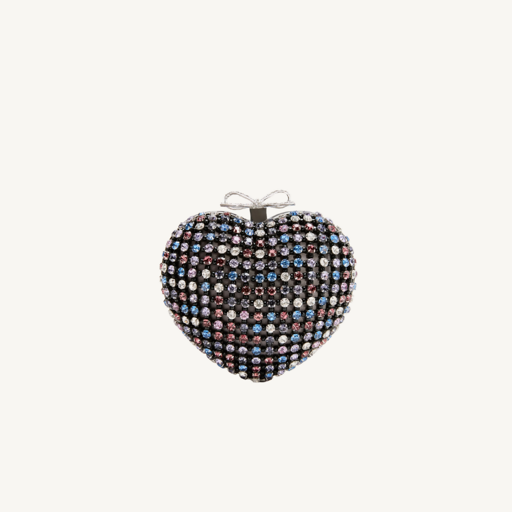 Multi Crystal Heart Clutch